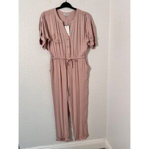 Fate Women's Blush Pink Jumpsuit Size M Cuffs Sleeve & Leg, Drawstring Waist NWT